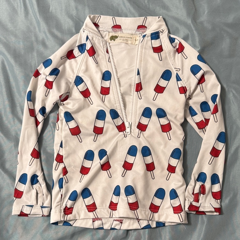 Kids Popsicle Print Rashguard and Swim Trunks Set 12-18 Months